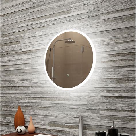 Orren Ellis Bonar Reflection Dimmable Led Lighted Round Frosted Edge Bathroomvanity Mirror