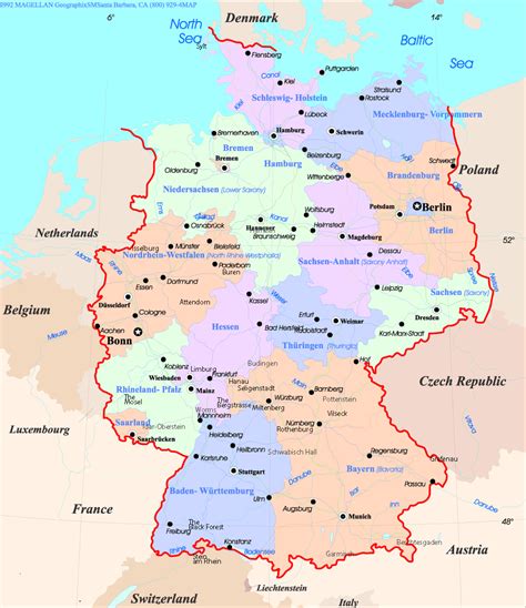 Map location, cities, capital, total area, full size map. Germany, link to cities