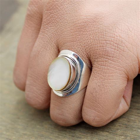 Mother Of Pearl Ring Sterling Silver Ring Pearl Ring Etsy