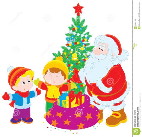 Santa And Children Stock Vector Illustration Of Clause 27962199