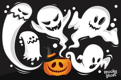 Spooky Ghost Halloween Vector Illustration Par Onoborgol · Creative Fabrica