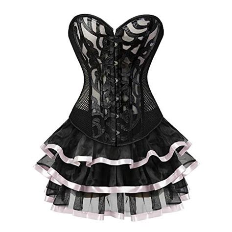 Buy Zzebra 70893704 Pink Sapubonva Steampunk Mesh Corsets Dress Gothic Overbust Corset Dress