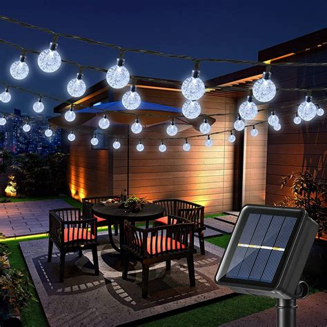 joomer solar string lights outdoor 100led 72ft crystal globe lights with 8 lighting modes