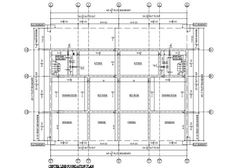 Center Line Foundation Plan Of House Drawing Autocad File Cadbull