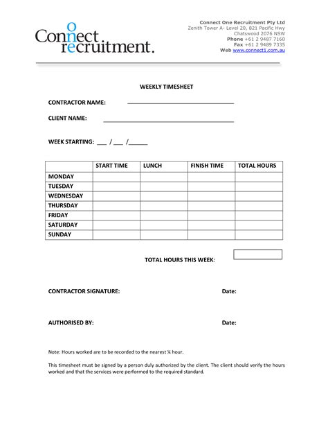 Contractor Timesheet Template Free