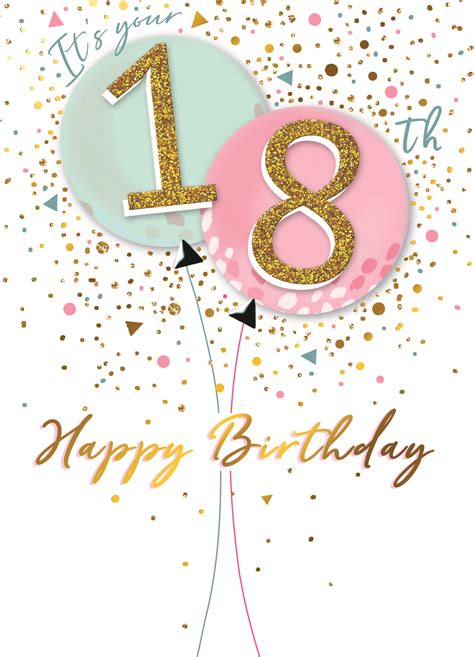 Printable 18th Birthday Card In Pink Happy Birthday 18 Etsy Printable