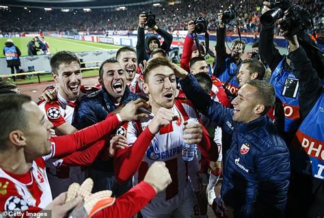 Red Star Belgrade Hero Milan Pavkov Celebrates With Ultras After