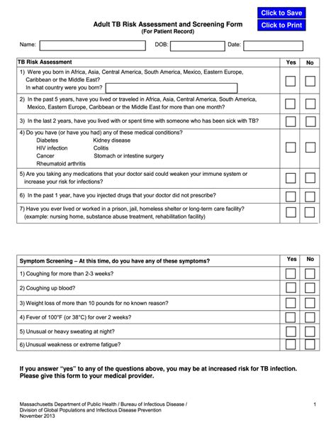 Tb Risk Assessment Form Fill Out And Sign Printable Pdf Template