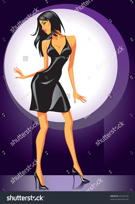 Sexy Dancing Girl In Black Dress Vector Illustration 50076 Hot Sex