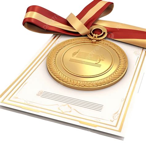 Certificado De Representación 3d O Diploma Estampado Con Medalla