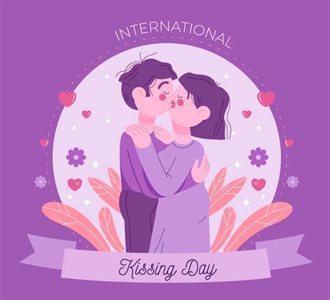 Free Vector Hand Drawn International Kissing Day Illustration