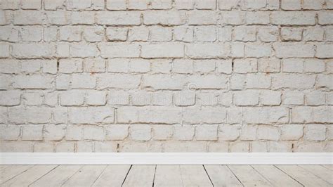 White Brick Wall With Wooden Floor In Loft Style Stock Image Image Of