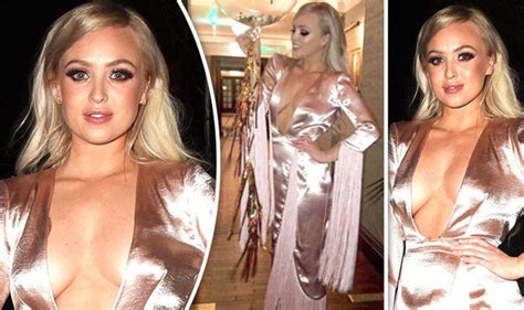 Jorgie Porters Ample Assets Spill Out As She Goes Braless In Eye Popping Slashed Dress