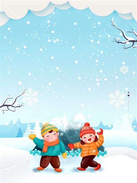 Cute Cartoon Child Playing Snow Winter Solstice Advertising Background