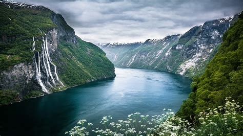 Nature Landscape Mountain River Waterfall Norway Wallpapers Hd