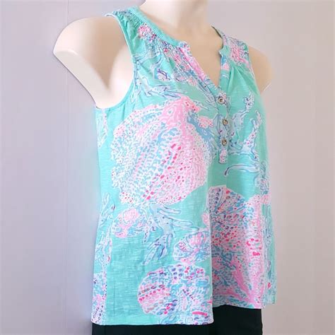 Lilly Pulitzer Womens Essie Top Sleeveless 100 Cotton Pastel Color
