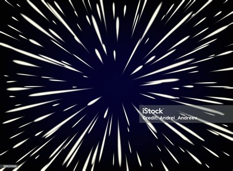 Star Warp Or Hyperspace With Free Space In The Center Light Of Moving