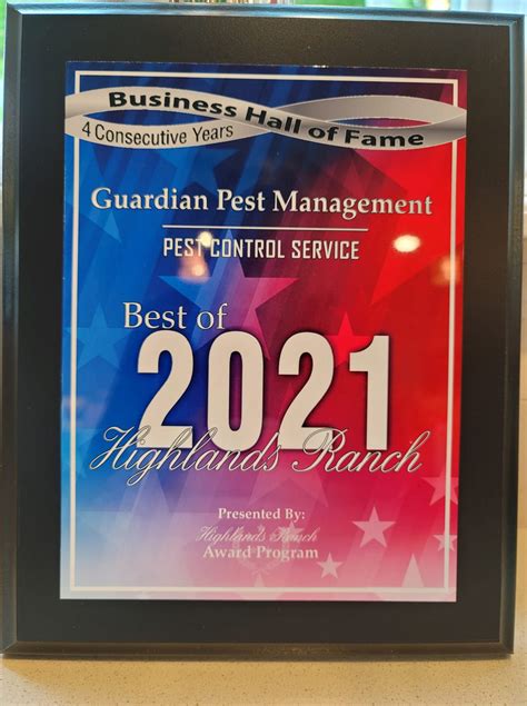 Best Of 2021 Pest Management Award Highlands Ranch Guardian Pest