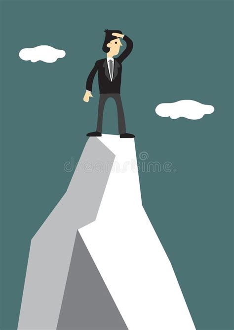 Businessman Climb To The Top Of The Mountain To Look For A New Target