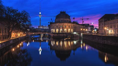 It is on august 8 each year. berlin, Germany, Houses, Rivers, Bridges, Night, Bode ...