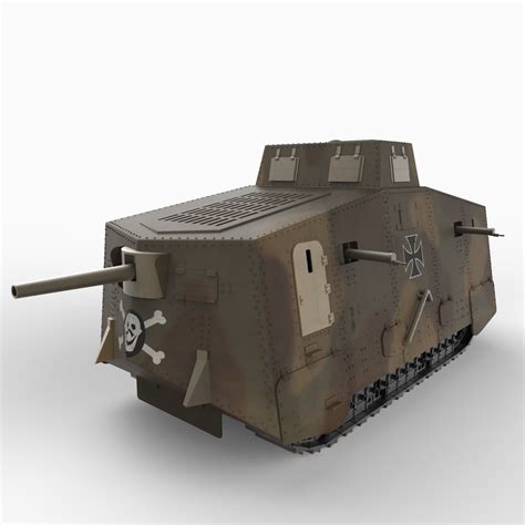 German A7v Tank 3d Model 79 Max Fbx Free3d