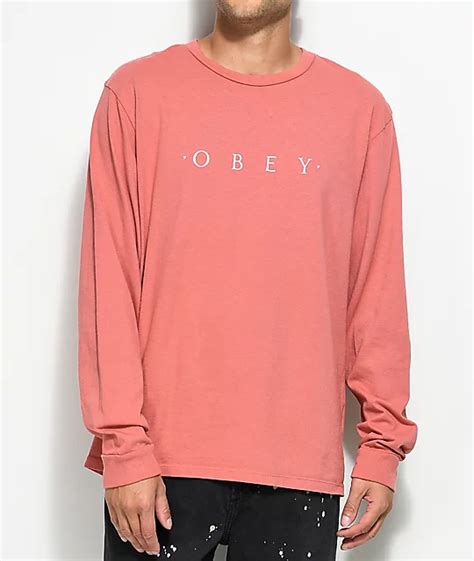 Obey Novel Dusty Rose Long Sleeve T Shirt Zumiez