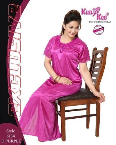 Full Length Satin Kuukee 6134 Purple Ladies Nighty At Rs 250piece In Mumbai