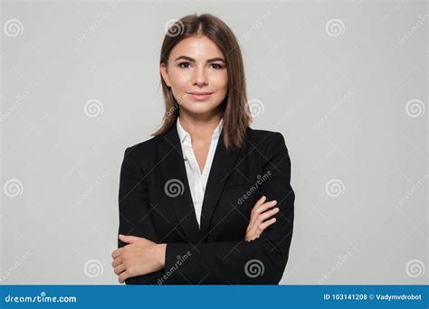 Portrait Of A Confident Young Businesswoman In Suit Stock Photo Image