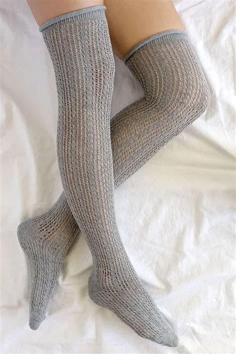 Cute Grey Socks Over The Knee Socks 1500 Lulus