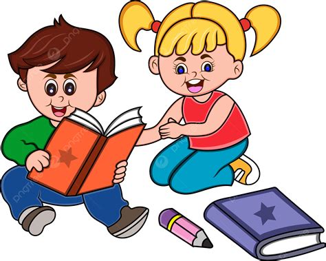Niños Sentados Estudiando Con Libros Y Cuadernos Png Estudiando