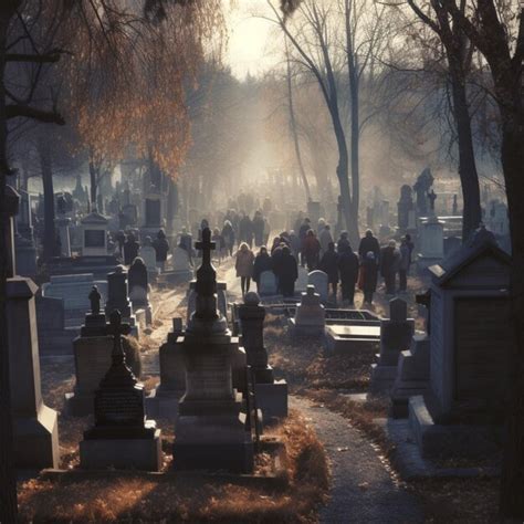 Premium Ai Image Crowd Of People At Funeral In Cemetery