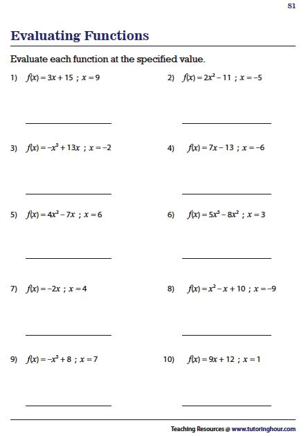 Evaluating Functions Worksheet With Answers