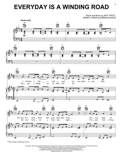 Download Sheryl Crow Everyday Is A Winding Road Sheet Music Notes That