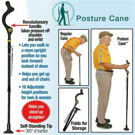 Walking Stick Folding Posture Straight Cane Travel Pole Adjustable
