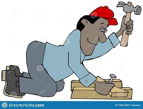 Ethnic Carpenter Pounding A Nail Stock Illustration Illustration Of