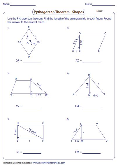 Because we want to subtract 16 from whatever the hypotenuse is. missing-length-shapes-large.png (405×566) | Pythagorean theorem, Pythagorean theorem worksheet ...