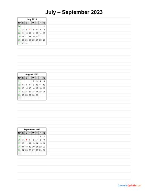 July To September 2023 Calendar Calendar Quickly