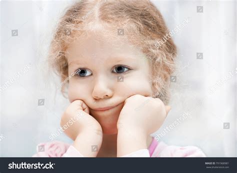 Little Sad Curly Girl Portrait Stock Photo 791968981 Shutterstock