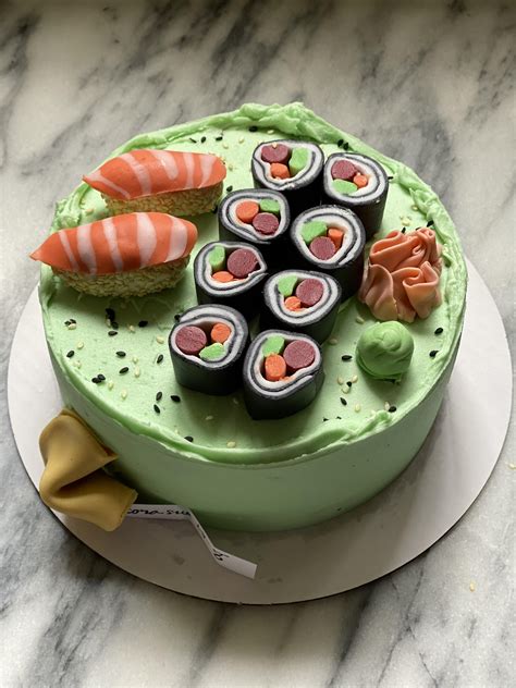 Dark Chocolate Cake Buttercream Fondant Sushi For A Sushi Themed