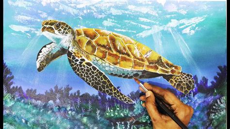Sea Turtle Underwater Step By Step Turtle Acrylic Paintings Mesmerart