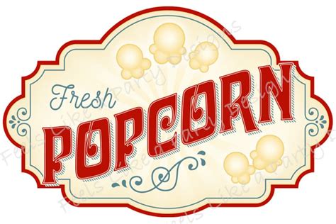 Popcorn Sign Diy Instant Download Carnival Sign Printable Etsy