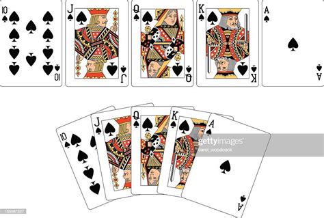 Spade Suit Two Royal Flush Playing Cards High Res Vector Graphic