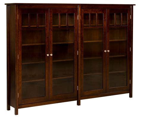 Mission Double Bookcase Amish Solid Wood Bookcases Kvadro Furniture