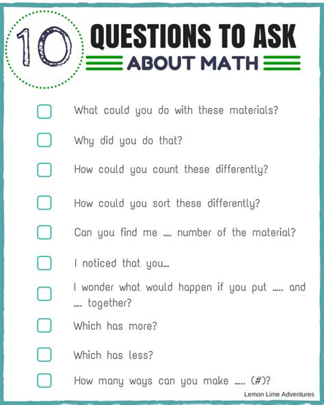 10 Questions To Encourage Math Thinking