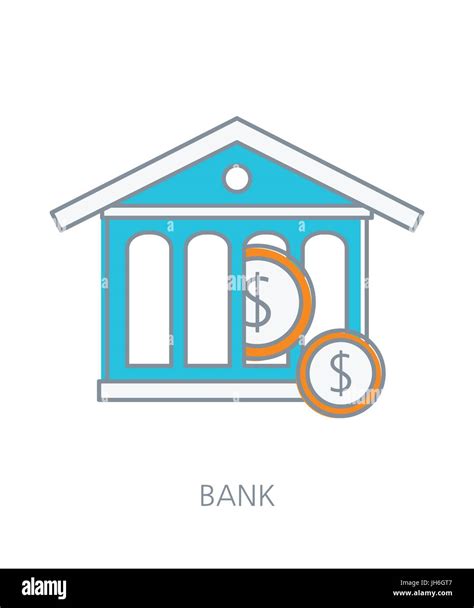 Bank Flat Line Icon Concept Stock Vector Image And Art Alamy