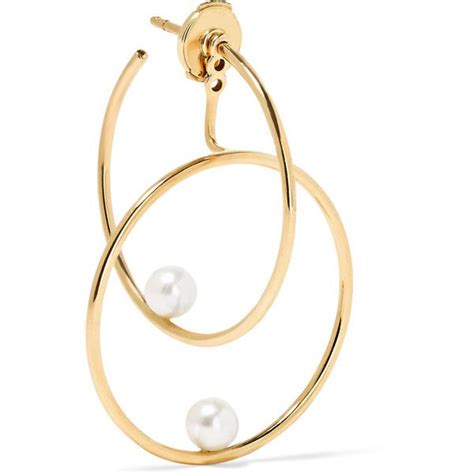Anissa Kermiche Karat Gold Pearl Hoop Earring Via Polyvore