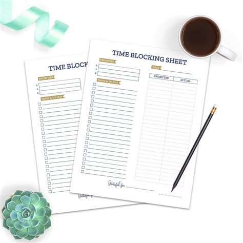 Time Blocking Sheet Template • Printable Time Block Schedule The Neat
