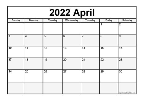 Printable April 2022 Calendar Pdf Printable Word Searches