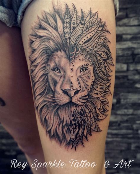 Lion Front Thigh Tattoos For Females Best Tattoo Ideas