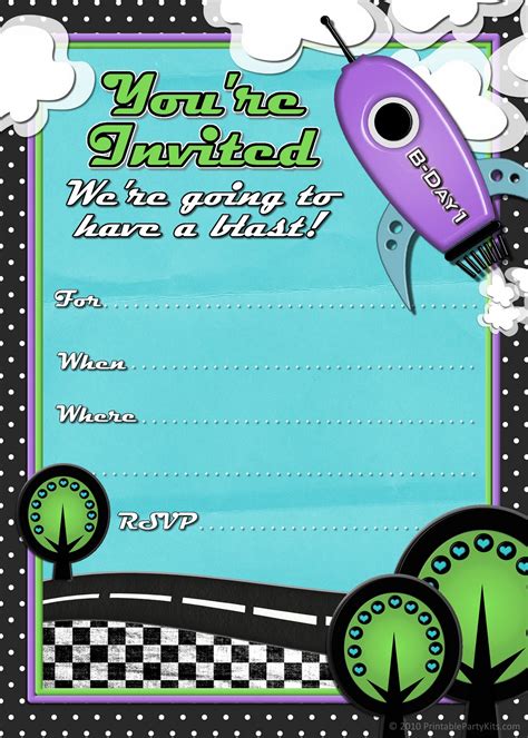 Free Printable Party Invitations Rocket Ship Birthday Invites For Boys